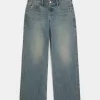 Low-Rise Adjustable Waist Medium Wash Baggy Jeans