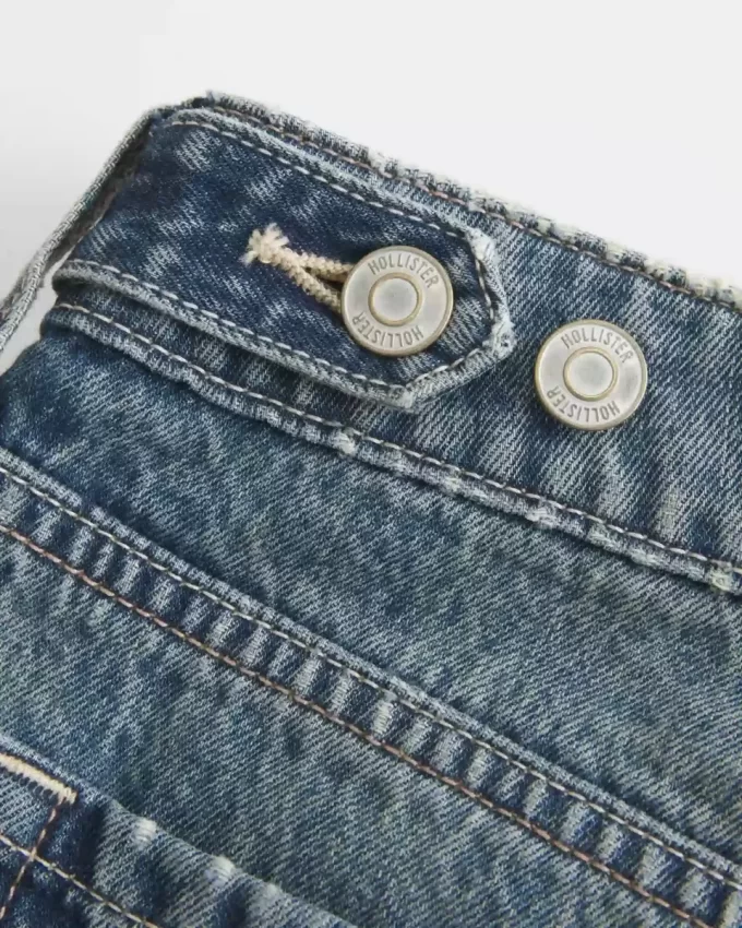 Low-Rise Adjustable Waist Medium Wash Baggy Jeans
