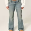 Low-Rise Butterfly Embroidery Medium Wash Bootcut Jeans