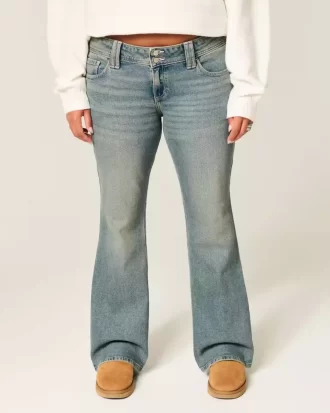 Low-Rise Butterfly Embroidery Medium Wash Bootcut Jeans