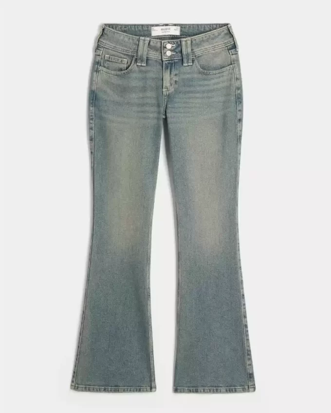 Low-Rise Butterfly Embroidery Medium Wash Bootcut Jeans