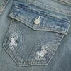 Low-Rise Butterfly Embroidery Medium Wash Bootcut Jeans