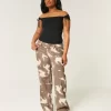 Low-Rise Cow Print Baggy Jeans