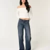 Low-Rise Dark Wash Baggy Jeans