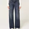 Low-Rise Dark Wash Baggy Jeans