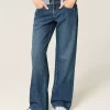 Low-Rise Dark Wash Baggy Jeans