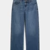Low-Rise Dark Wash Baggy Jeans