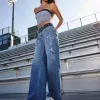 Low-Rise Dark Wash Class of ’26 Embroidered Baggy Jeans