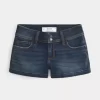 Low-Rise Dark Wash Denim Shortie Shorts