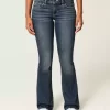 Low-Rise Dark Wash Embroidered Bootcut Jeans