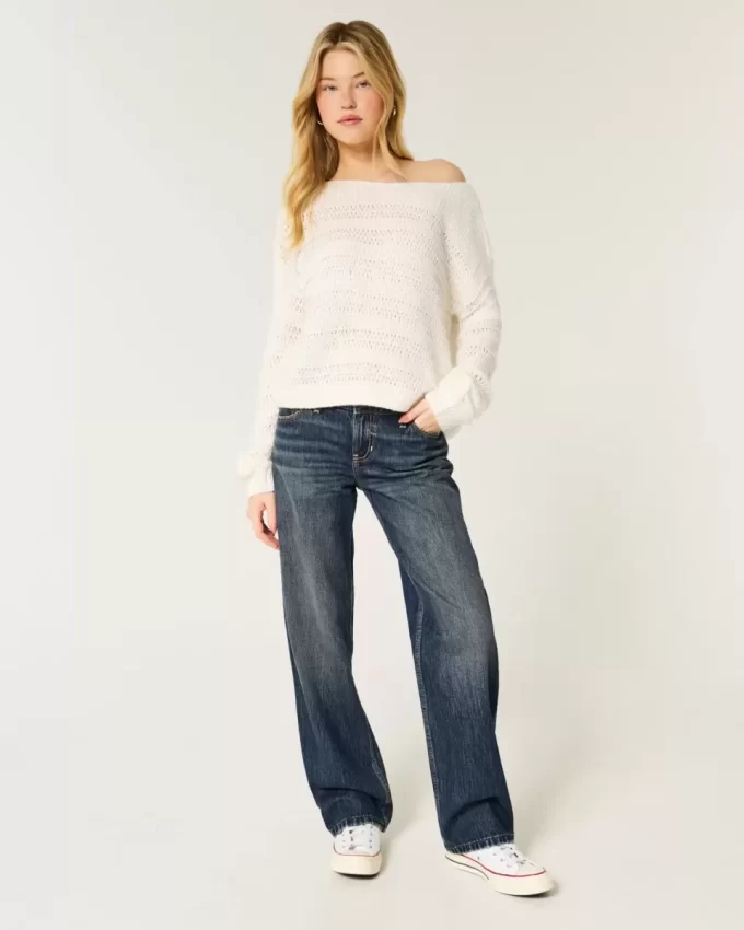 Low-Rise Dark Wash Loose Jeans