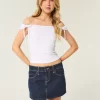 Low-Rise Dark Wash Plaid Pocket Denim Mini Skort