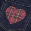 Low-Rise Dark Wash Plaid Pocket Denim Mini Skort