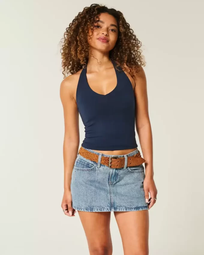Low-Rise Denim Mini Skort