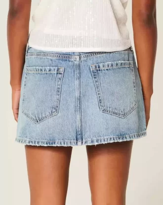 Low-Rise Denim Mini Skort