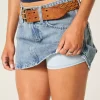Low-Rise Denim Mini Skort