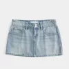 Low-Rise Denim Mini Skort
