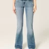 Low-Rise Distressed Medium Wash Bootcut Jeans