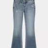 Low-Rise Distressed Medium Wash Bootcut Jeans