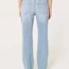 Low-Rise Distressed Medium Wash Relaxed Straight Jeans