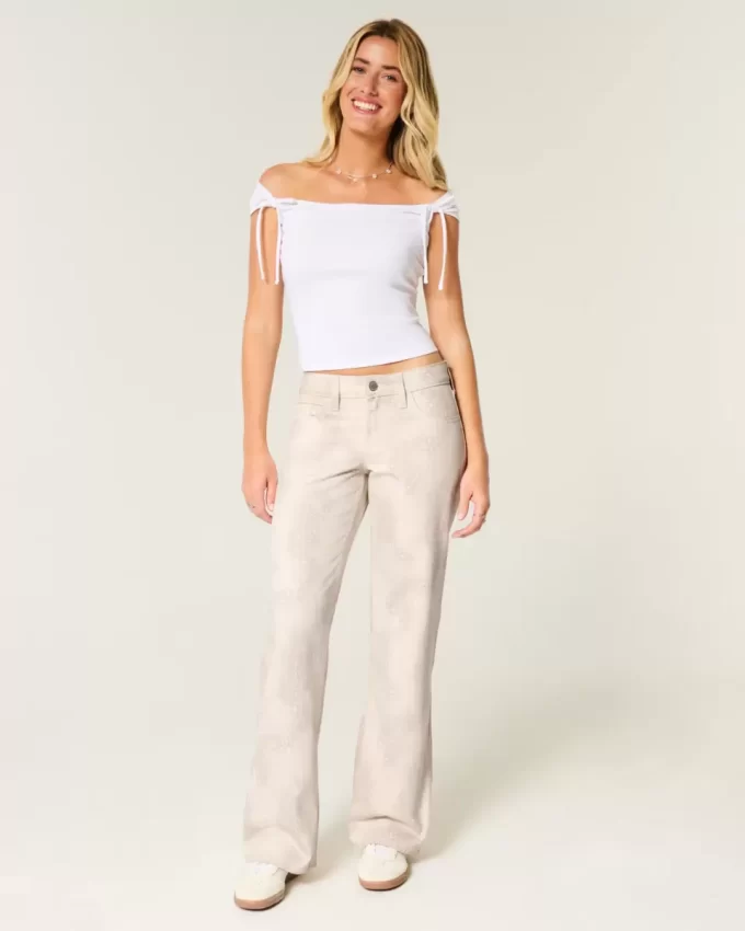 Low-Rise Doe Print Baggy Jeans