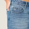 Low-Rise Embroidered Bow Denim Mini Skort