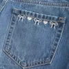 Low-Rise Embroidered Bow Denim Mini Skort