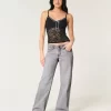 Low-Rise Grey Baggy Jeans