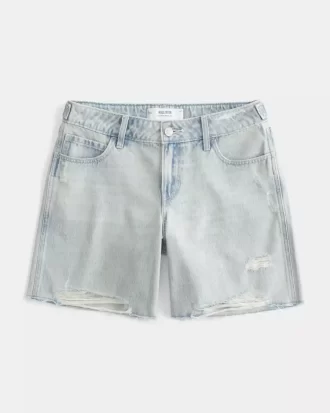 Low-Rise Light Wash Adjustable Waistband Baggy Jort
