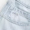 Low-Rise Light Wash Bow Graphic Baggy Jort