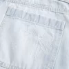 Low-Rise Light Wash Bow Graphic Baggy Jort