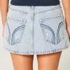 Low-Rise Light Wash Denim Mini Skort