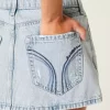 Low-Rise Light Wash Denim Mini Skort