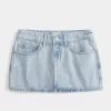 Low-Rise Light Wash Denim Mini Skort