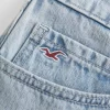 Low-Rise Light Wash Denim Mini Skort