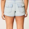 Low-Rise Light Wash Denim Shortie Shorts