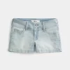 Low-Rise Light Wash Denim Shortie Shorts