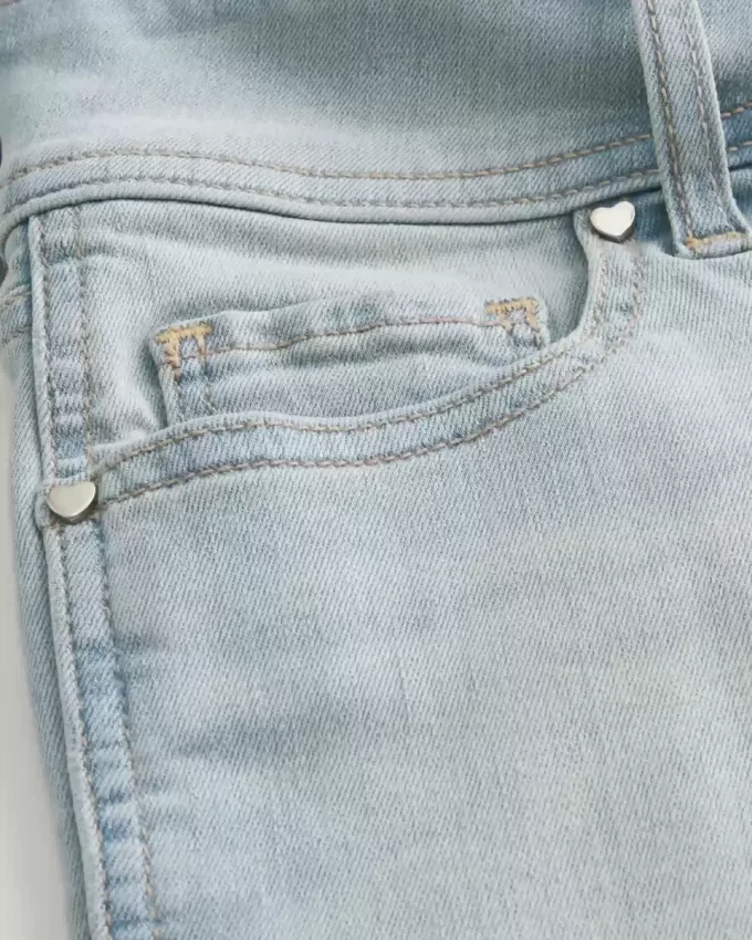 Low-Rise Light Wash Denim Shortie Shorts