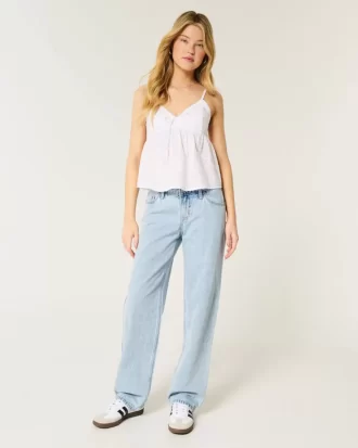 Low-Rise Light Wash Loose Jeans