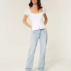 Low-Rise Light Wash Relaxed Straight Jeans