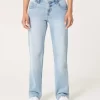 Low-Rise Light Wash Relaxed Straight Jeans