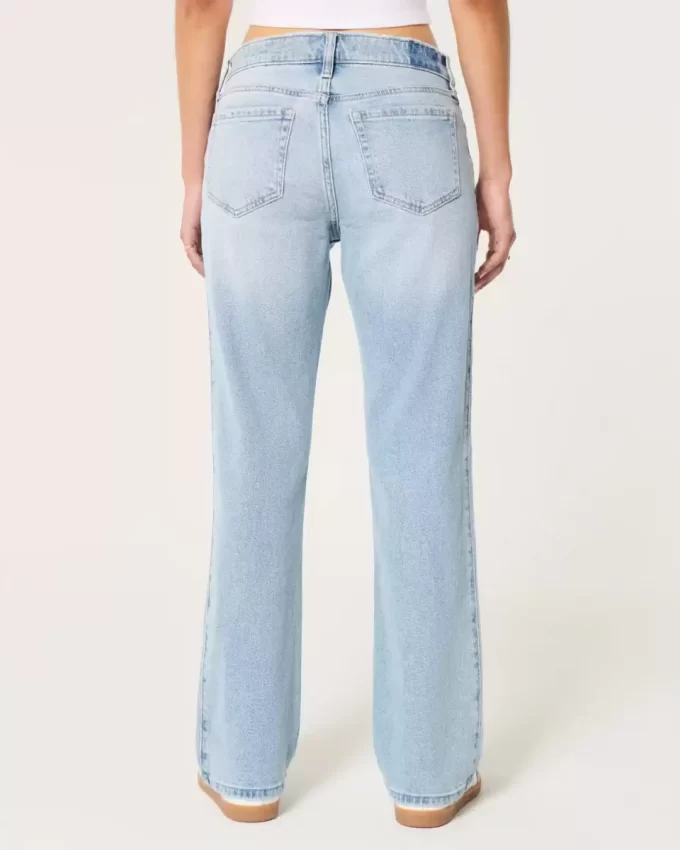 Low-Rise Light Wash Relaxed Straight Jeans