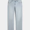 Low-Rise Light Wash Relaxed Straight Jeans