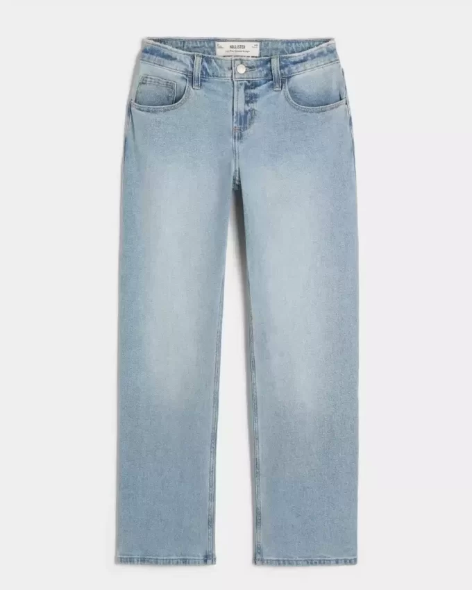 Low-Rise Light Wash Relaxed Straight Jeans
