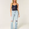 Low-Rise Light Wash Ripped Loose Jeans