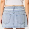 Low-Rise Light Wash Shoelace Denim Mini Skort