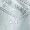 Low-Rise Light Wash Star Embroidery Baggy Jeans