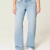 Low-Rise Light Wash Studded Bows Baggy Jeans