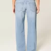 Low-Rise Light Wash Studded Bows Baggy Jeans