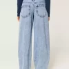 Low-Rise Light Wash Tapered Baggy Jeans